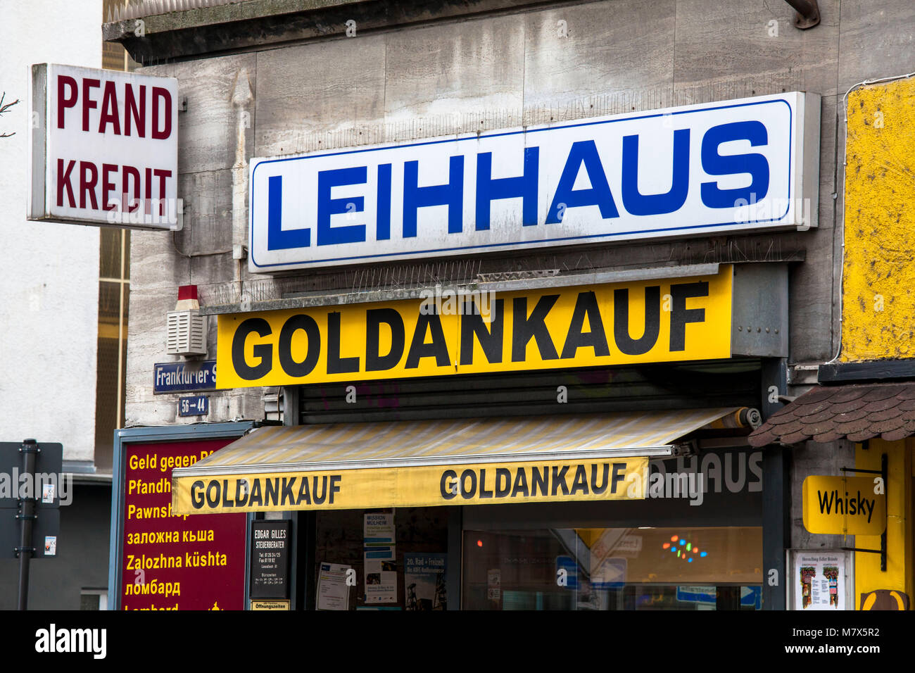 Deutschland, Köln, Pfandleihe auf der Frankfurter Straße im Bezirk Mülheim. Deutschland, Koeln, pfandleihhaus an der Frankfurter Straße im Stadt Stockfoto
