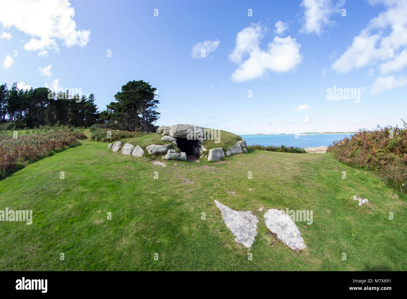 Höhere Innisidgen Grabkammer, die St Mary's, Scilly-inseln, Großbritannien Stockfoto