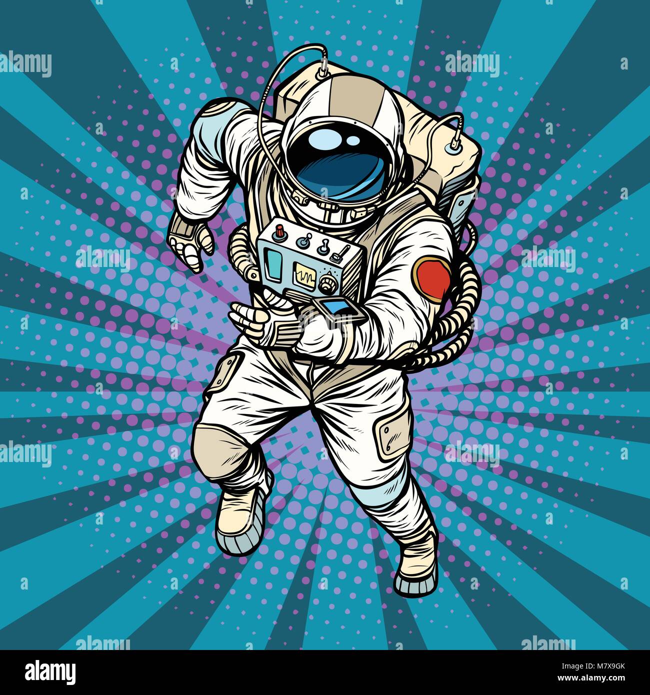 Astronaut läuft, der Held von Raum Stock Vektor