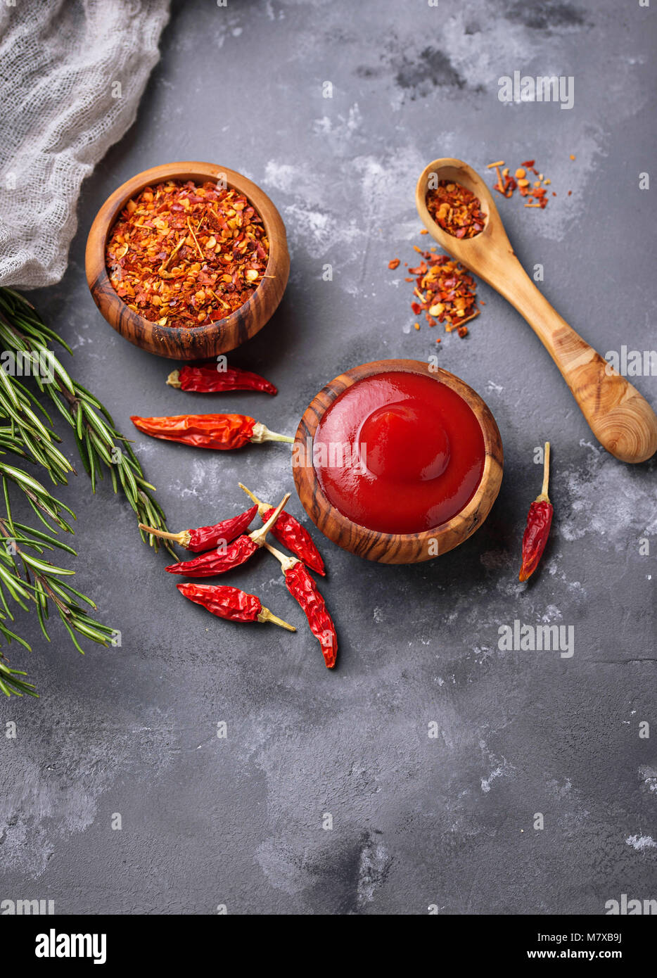 Chili Sauce mit getrockneten Paprika Stockfoto