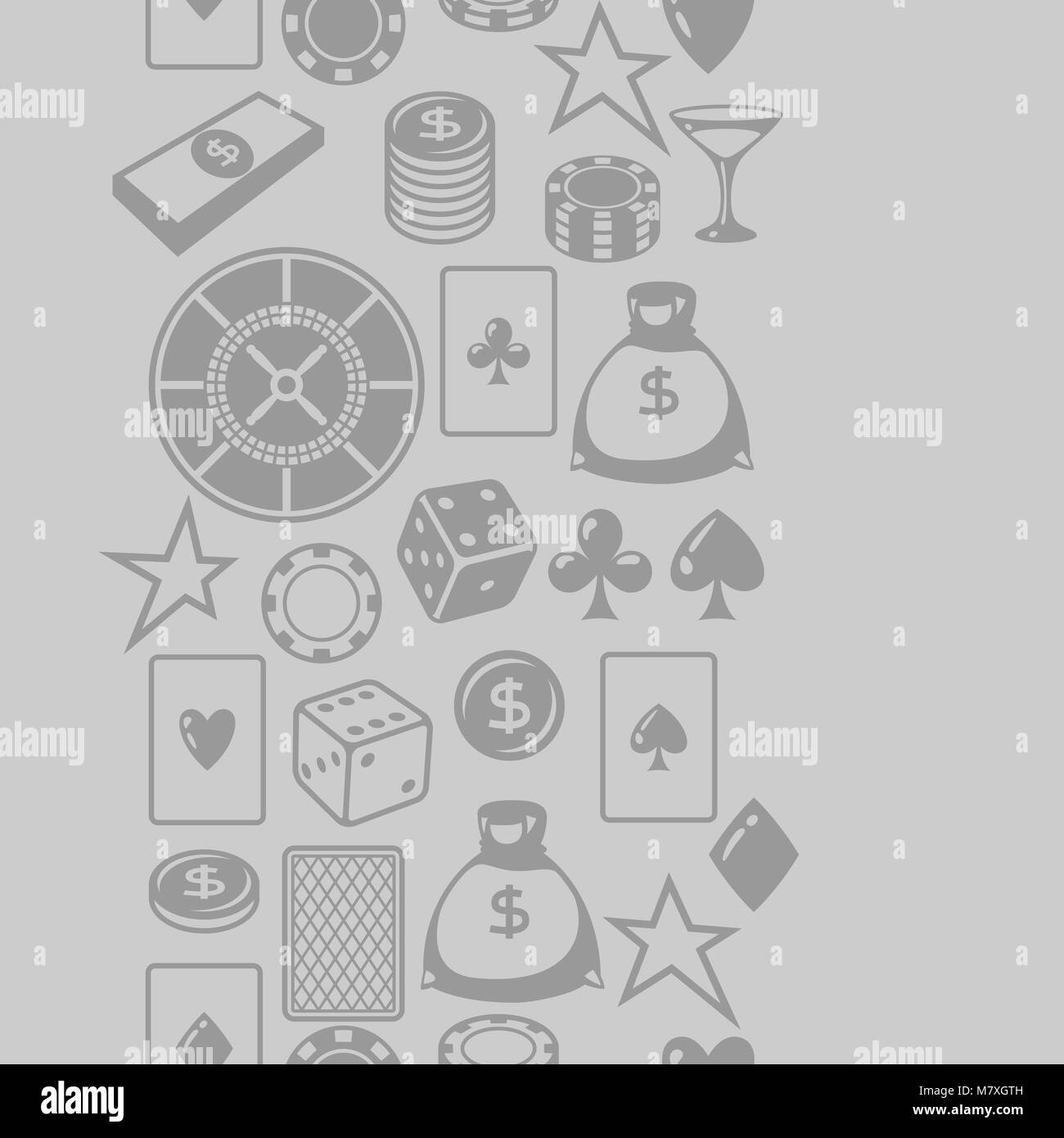 Kasino, das nahtlose Muster mit Spiel Objekte Stock Vektor
