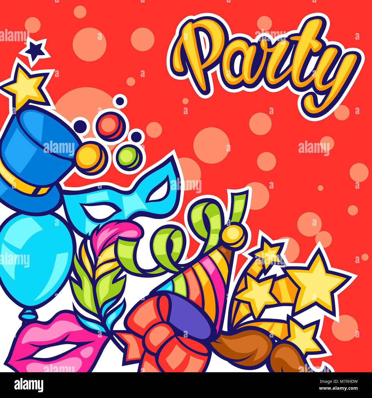 Feier party Karte mit Karneval Symbole und Objekte Stock Vektor
