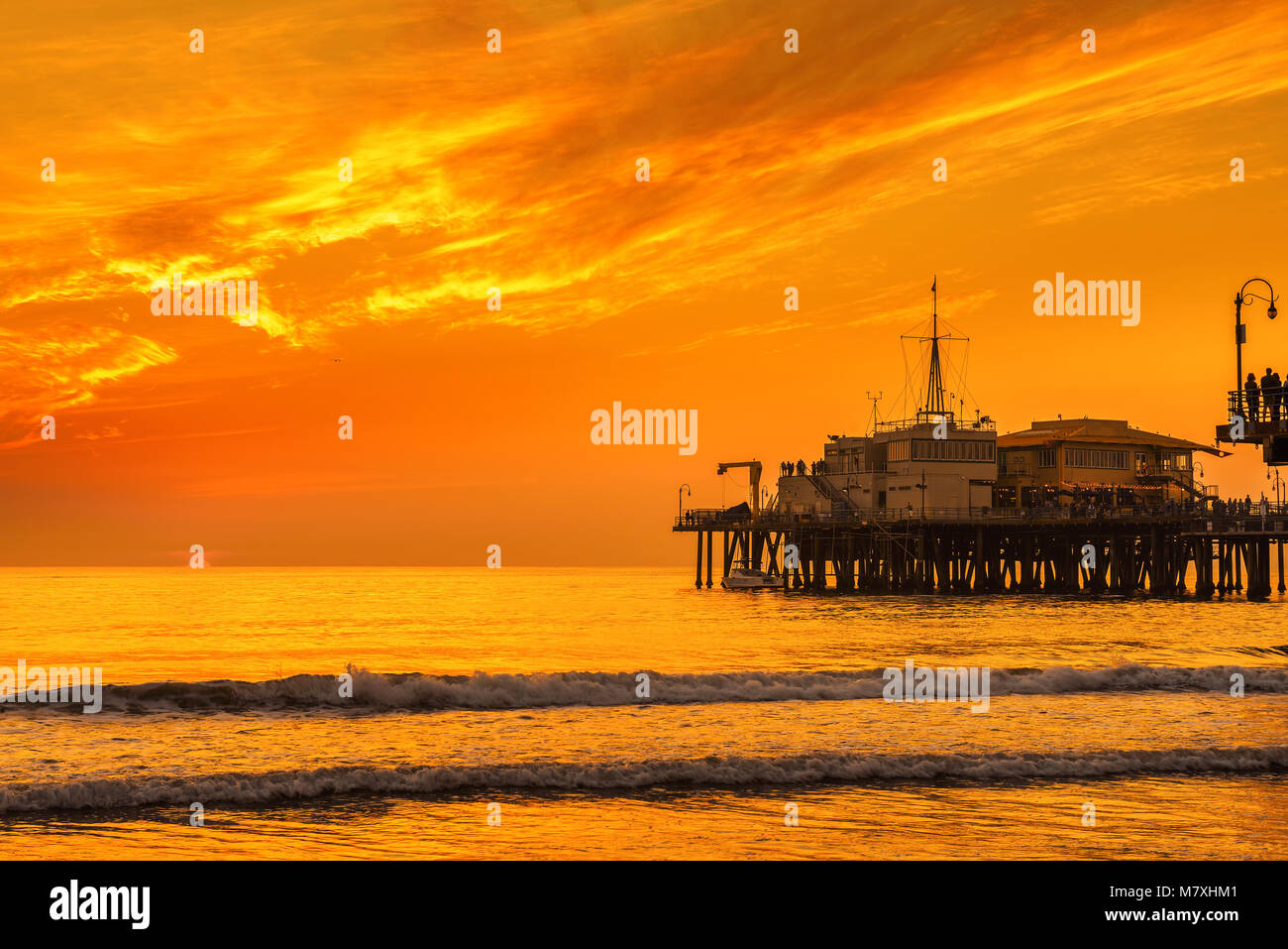 Sonnenuntergang vom Santa Monica Pier Los Angeles Stockfoto