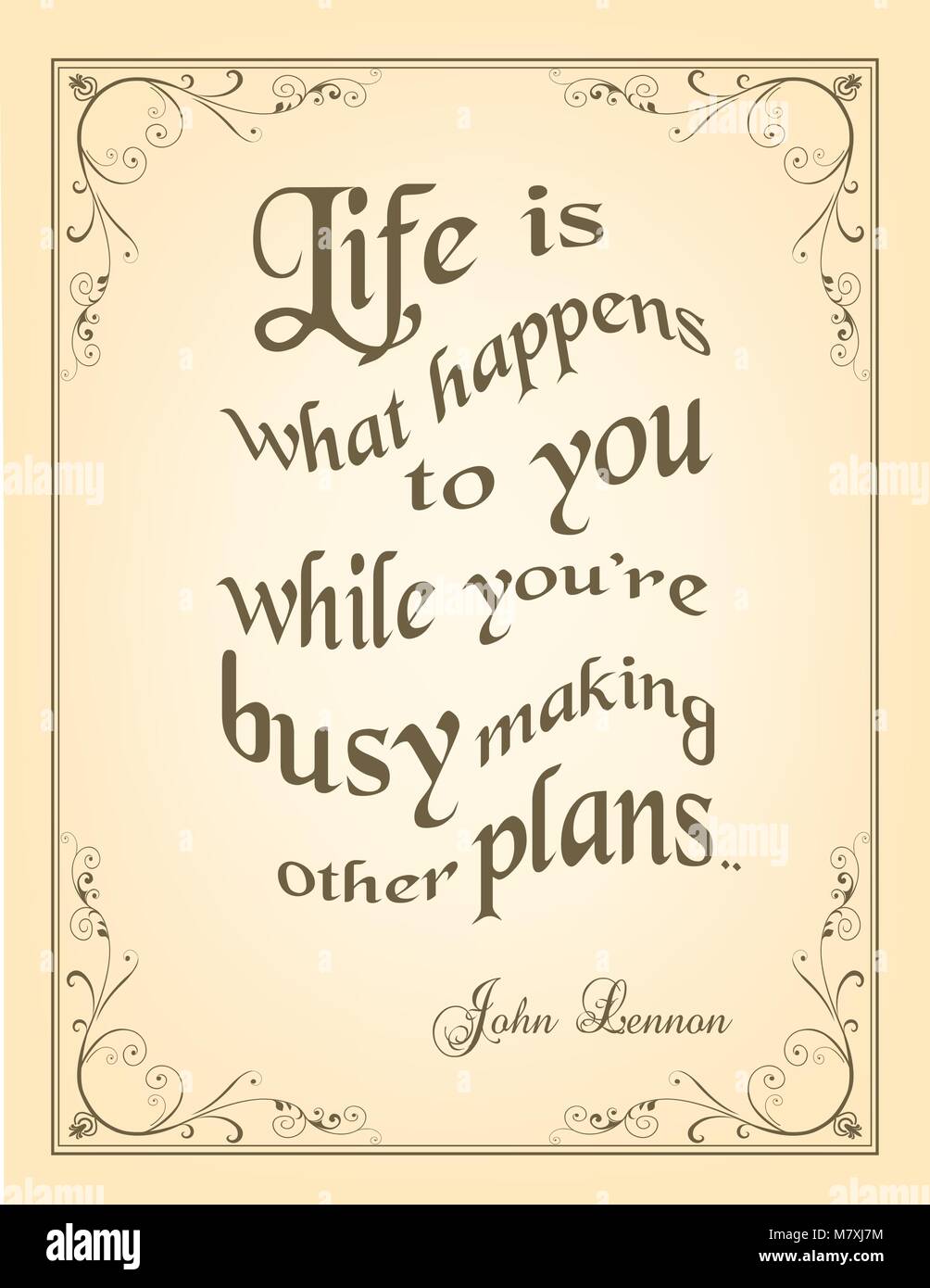 Retro typografischen Plakat mit Motivation Zitat von John Lennon Stock Vektor