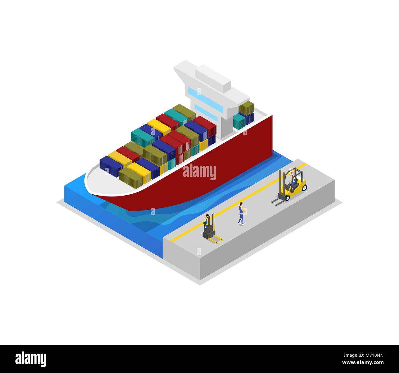 Containerschiff Im Hafen Isometrische 3d Symbol Stock Vektorgrafik Alamy