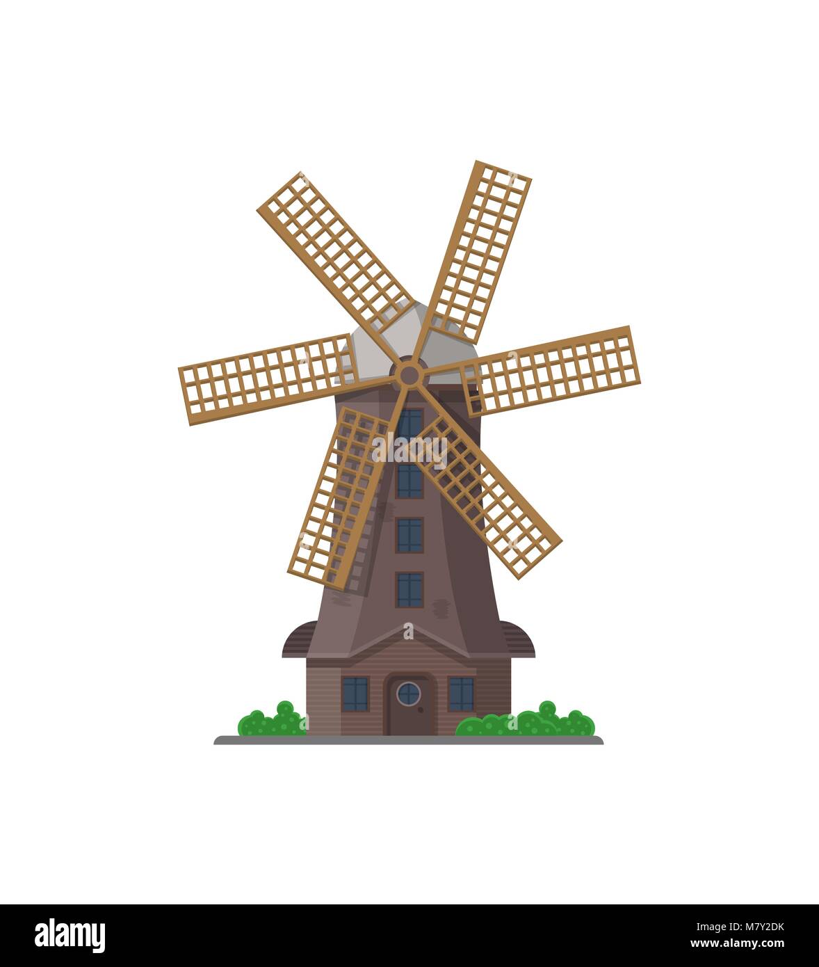 Alte Windmühle Gebäude isoliert Symbol Stock Vektor