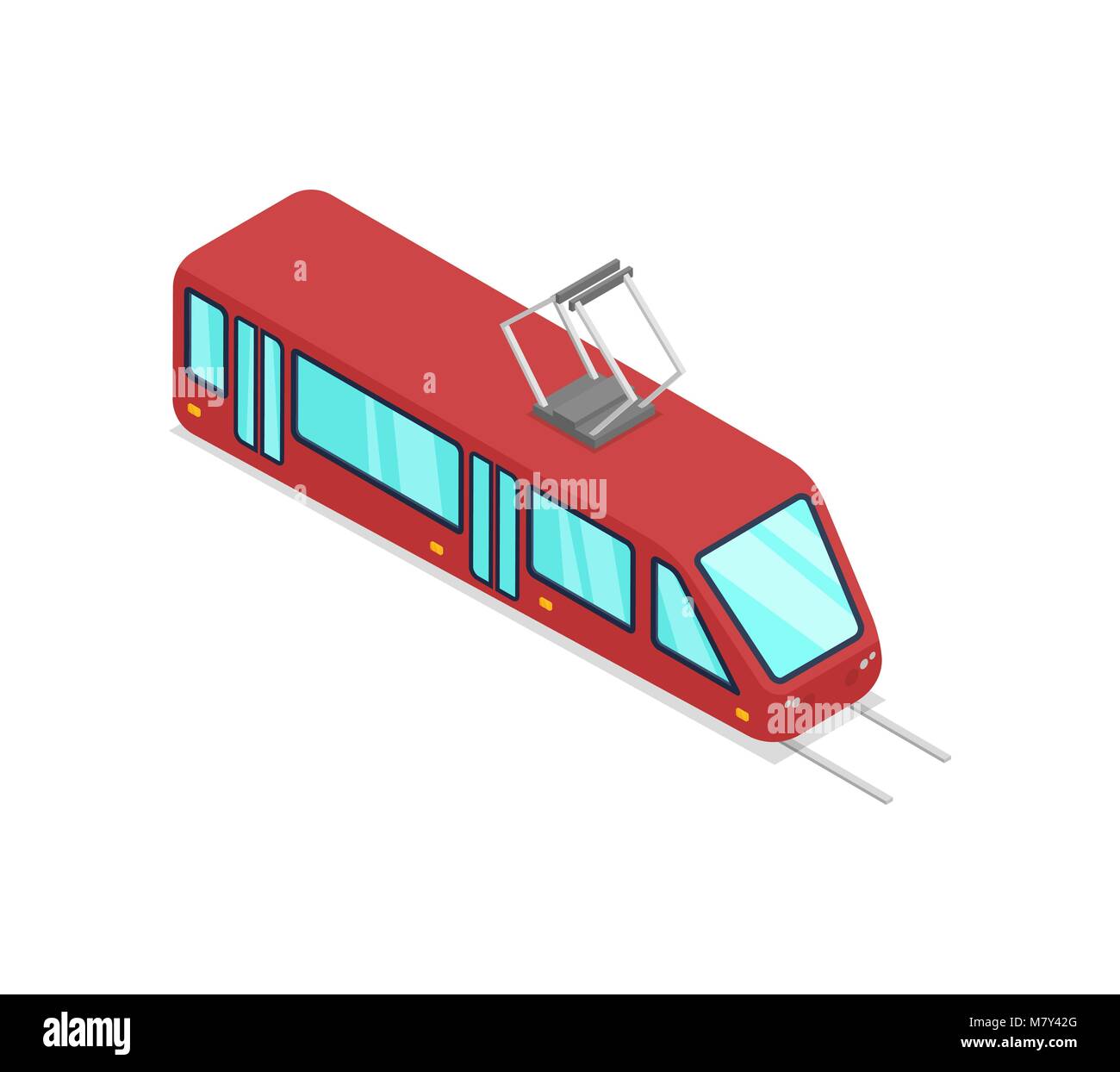 Rote Straßenbahn isoliert isometrische 3D-Symbol Stock Vektor