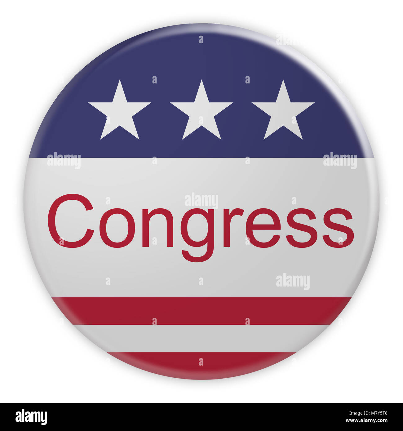 USA Politik Nachrichten Abzeichen: Kongreß-Taste Mit US-Flagge, 3D-Darstellung Stockfoto