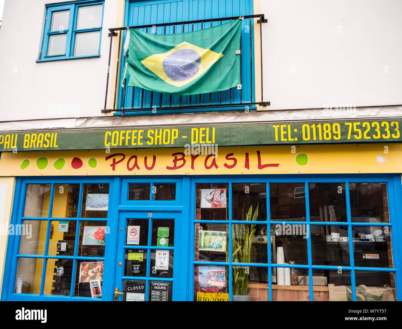 Pau Brasil, Brasilien Shop, Whitley, Reading, Berkshire, England. Stockfoto