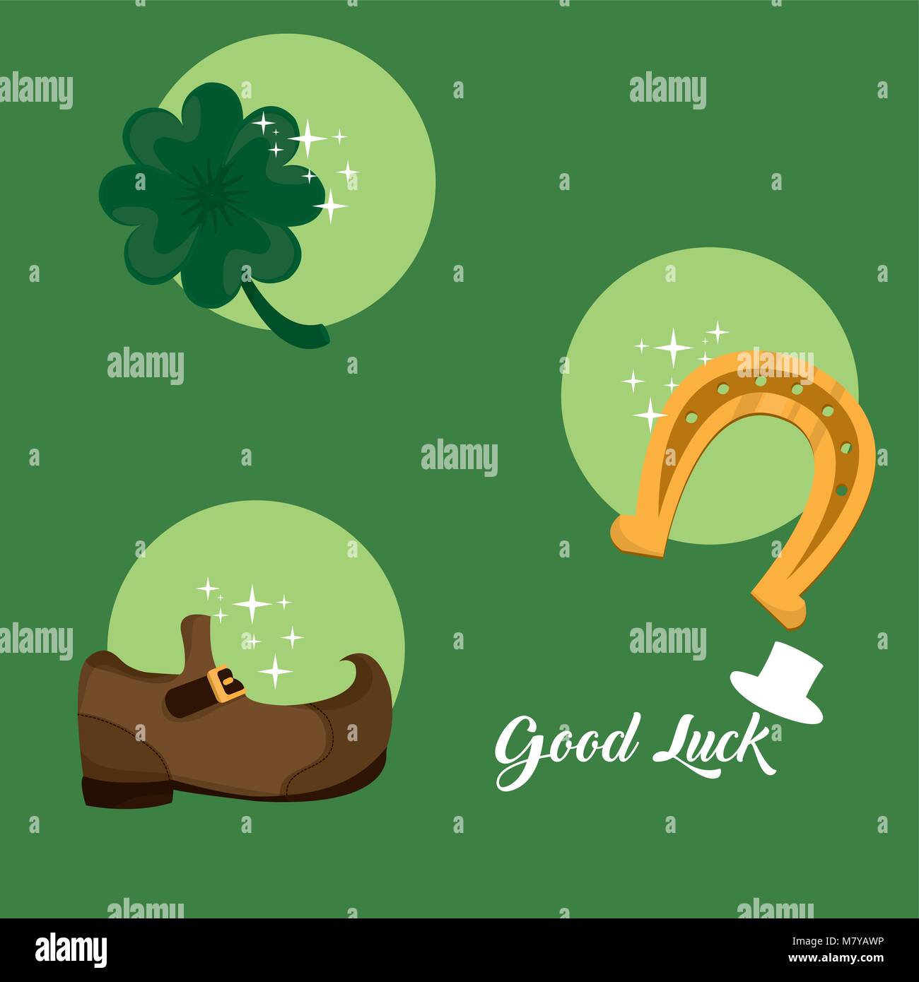 Viel Glück und Saint Patricks Day Symbole Stock Vektor