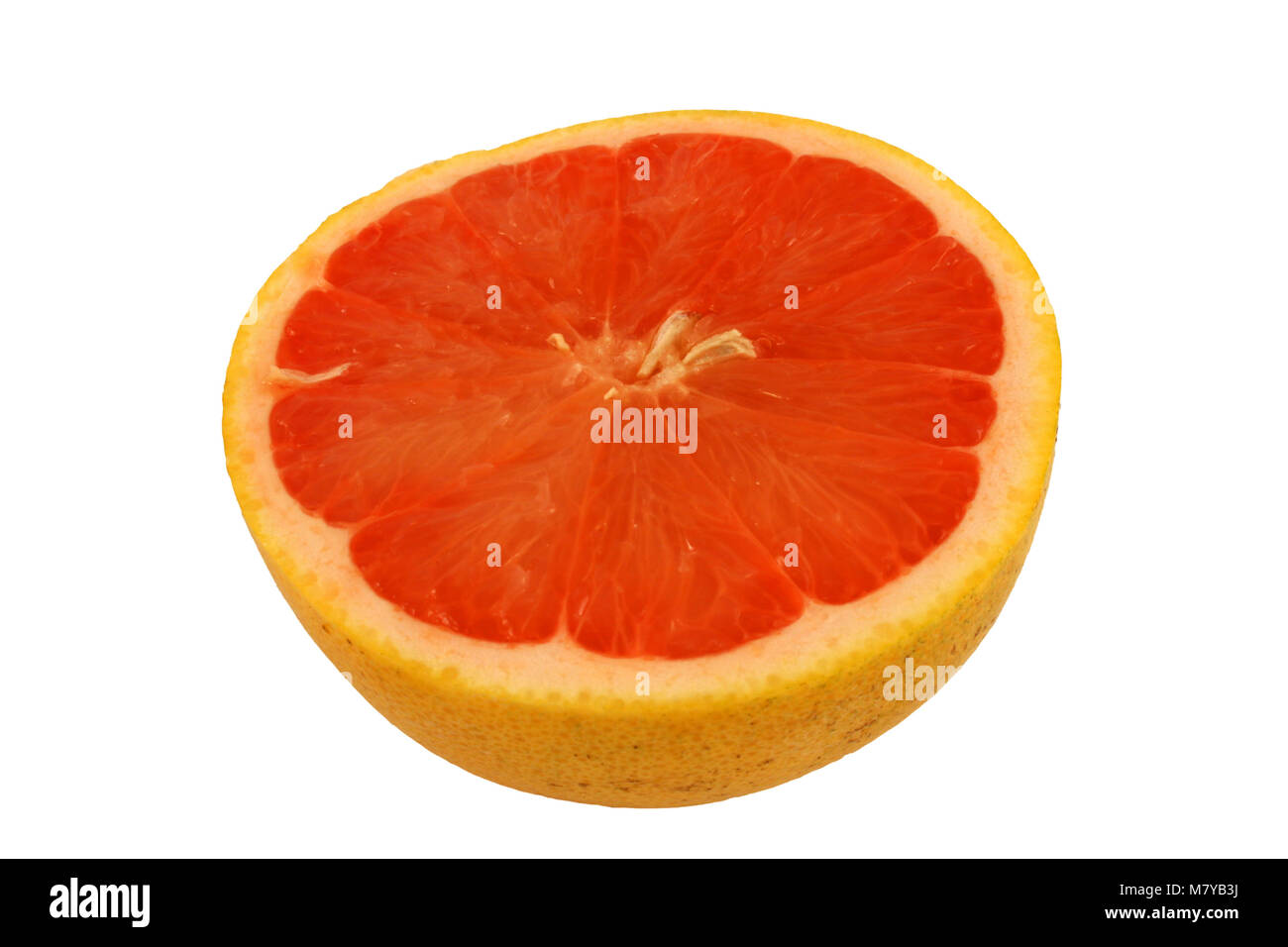 Eine isolierte rosa Grapefruit die Hälfte auf Weiß Stockfoto