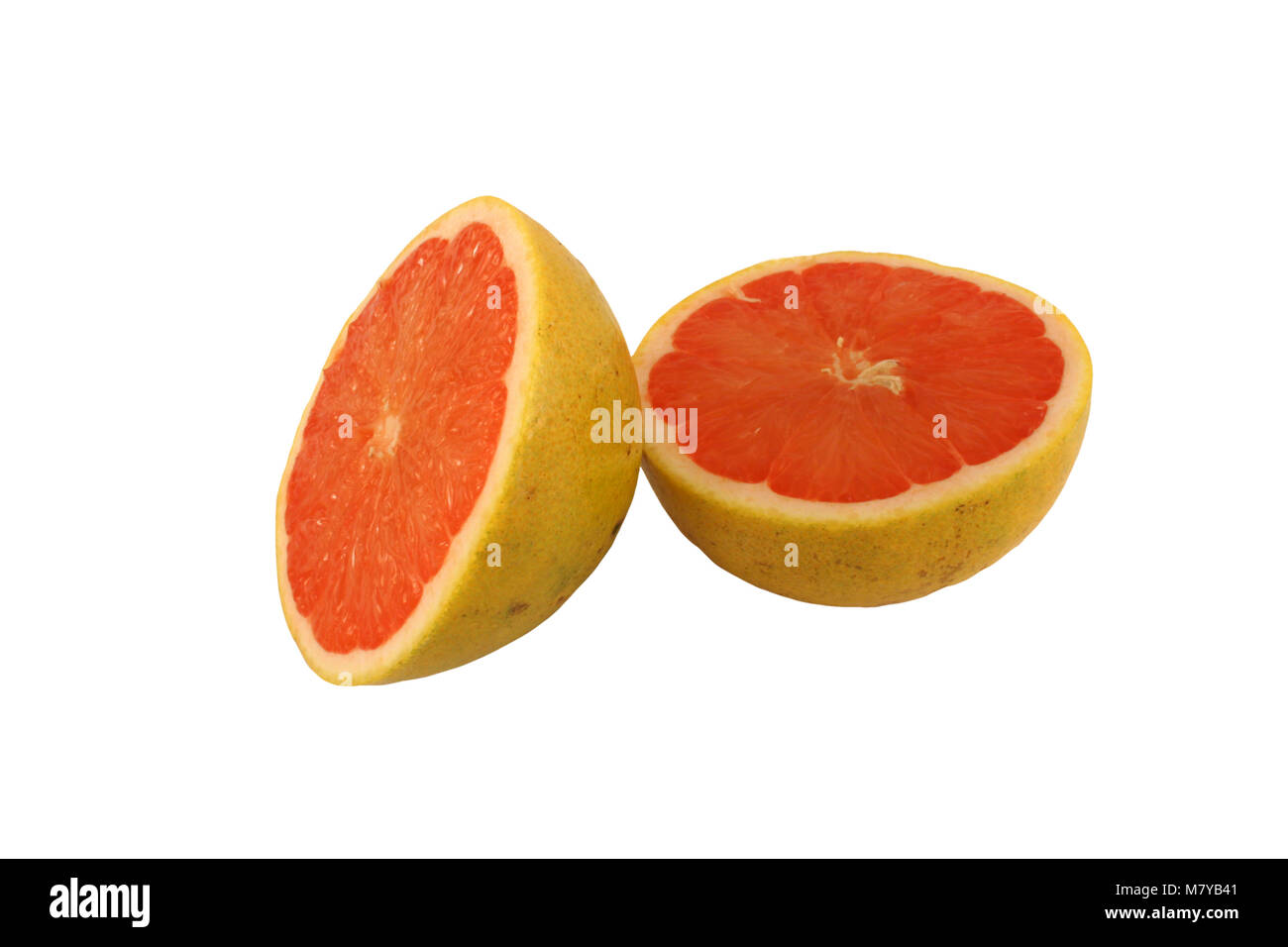 Eine isolierte rosa Grapefruit Hälften auf Weiß Stockfoto