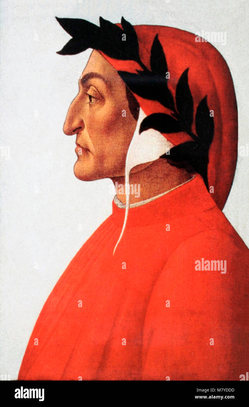 Botticelli, Dante. Porträt von Dante Alighieri (1265-1321) von Sandro Botticelli, c,1495 Stockfoto