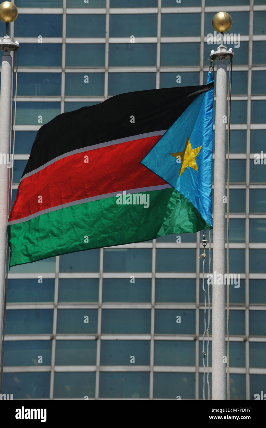 Die Flagge Festakts zur Aufnahme der Republik Sudan als 193. Mitglied der Vereinten Nationen. New York City. Juli 14, 2011. Credit: Dennis Van Tine/MediaPunch Stockfoto