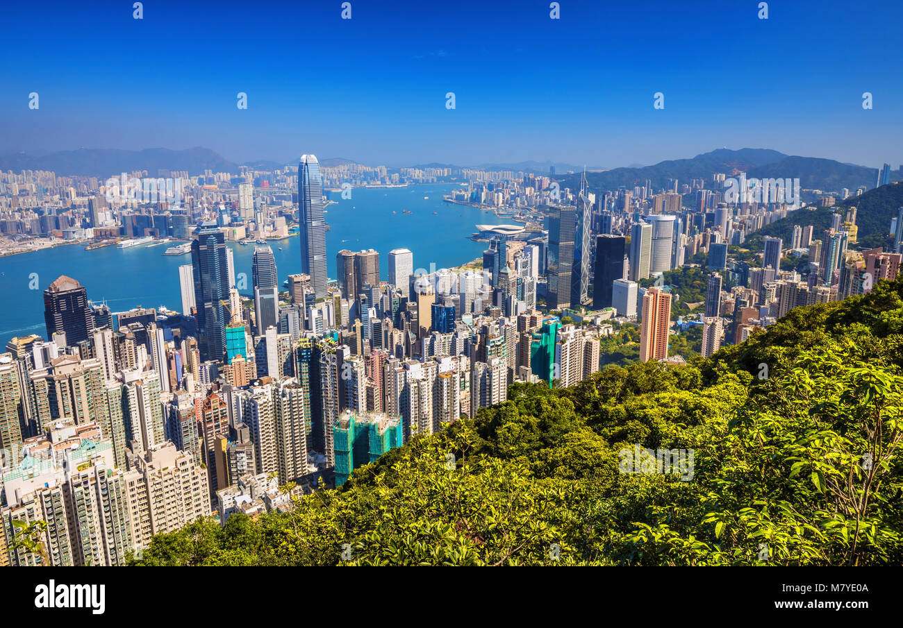 Hong gong Panorama vom Victoria Peak, China Stockfoto