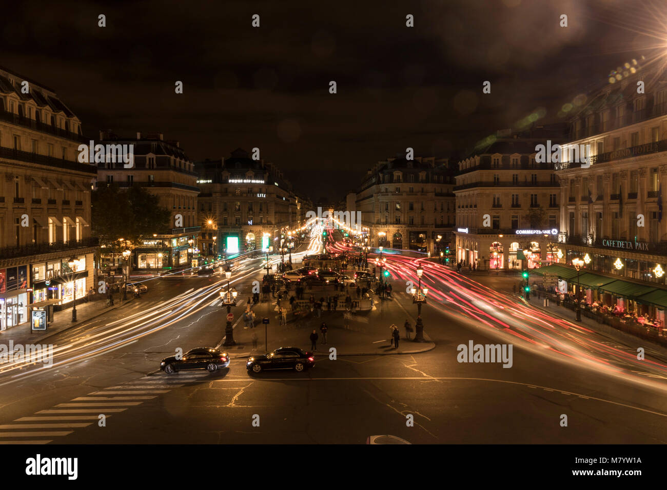 Blick auf die Avenue de l'Opéra von der Oper Garnier, Paris, Frankreich Stockfoto