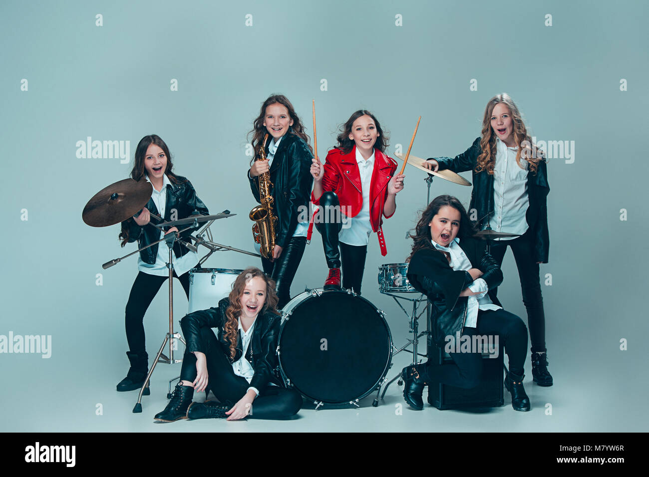 Die jugendlich Musik Band im Studio Stockfoto