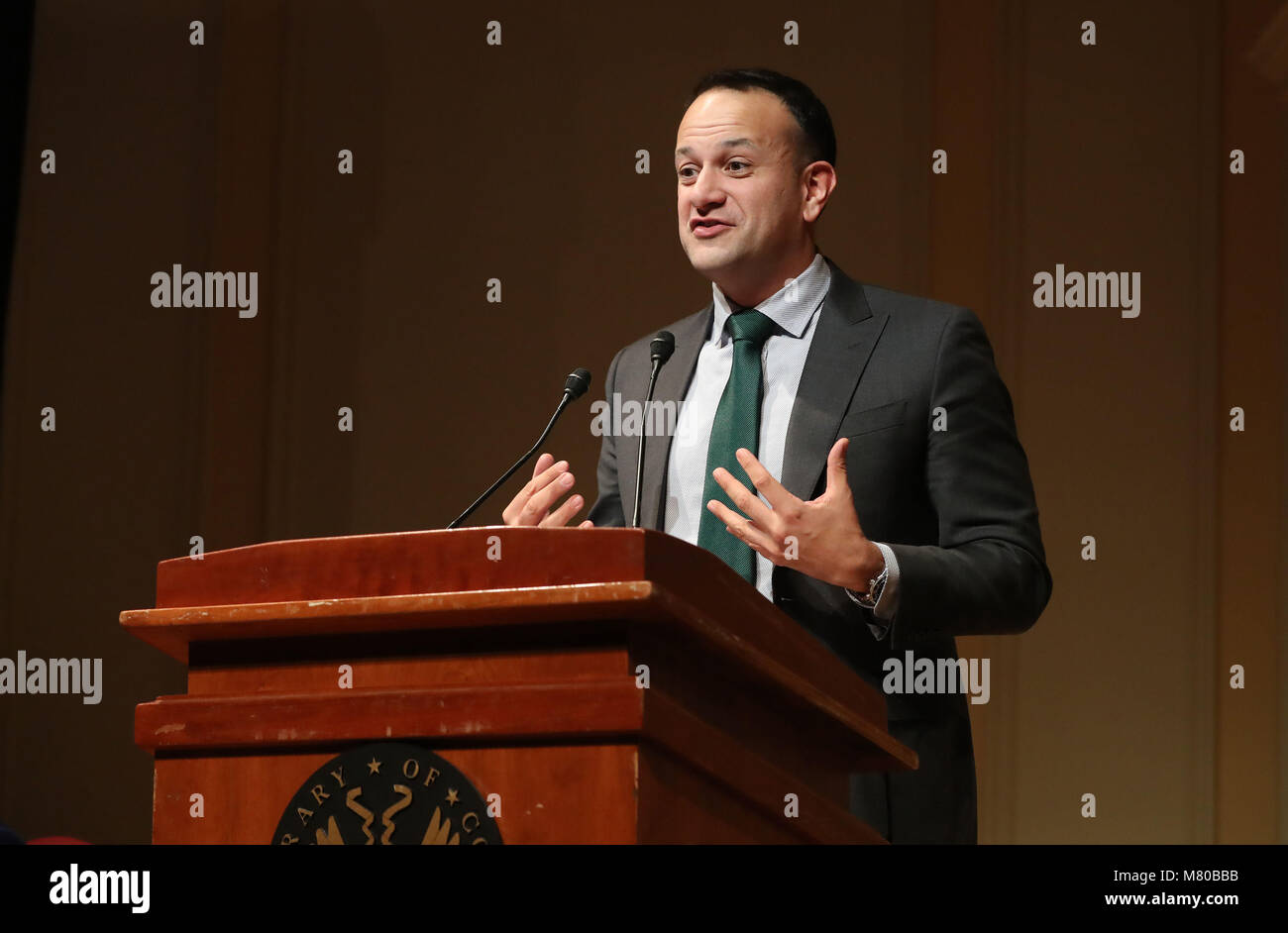 Taoiseach Leo Varadkar sprach an einem Karfreitag dieses 20-jährigen Jubiläums Veranstaltung an der Bibliothek des Kongresses in Washington DC am dritten Tag seines einwöchigen Besuchs in den Vereinigten Staaten von Amerika. Stockfoto