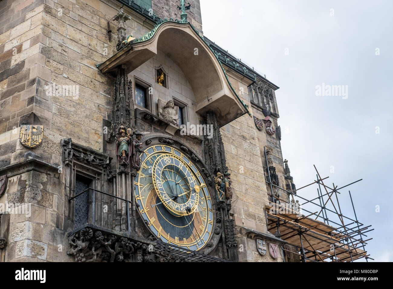 Astronomische Uhr, oder Prager Orloj, einem mittelalterlichen, Astronomische Uhr in Prag, der Hauptstadt der Tschechischen Republik. Stockfoto