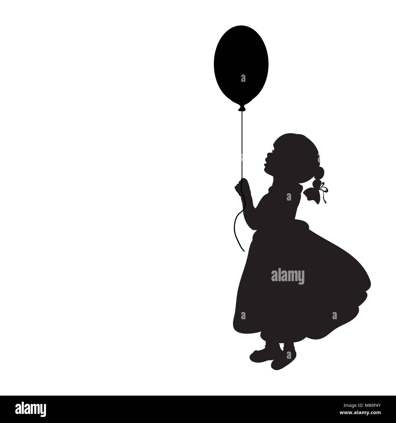 Silhouette Mädchen Urlaub hand Ballon Stock-Vektorgrafik - Alamy