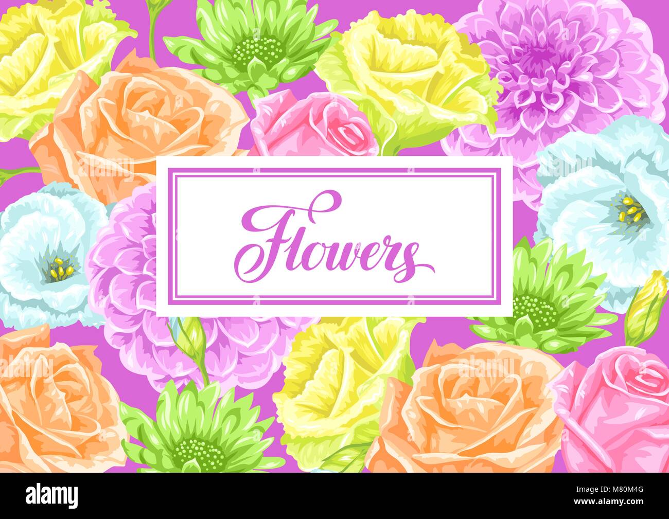 Einladungskarte mit dekorativen zarten Blüten. Bild für Hochzeitseinladungen, romantische Karten, Plakate Stock Vektor