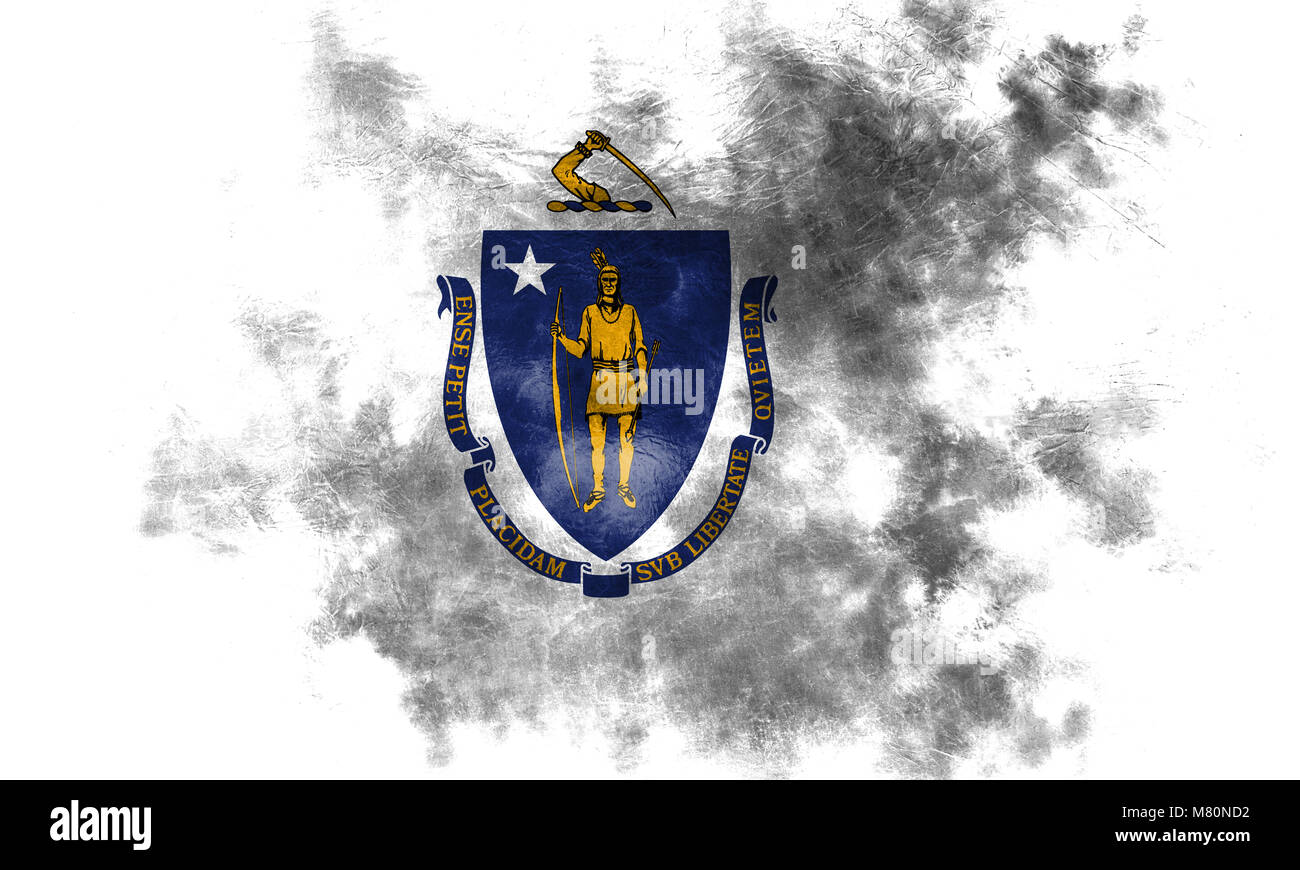 Massachusetts State grunge Flagge, Vereinigte Staaten von Amerika Stockfoto