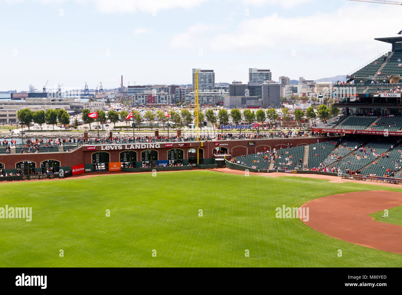 Ansicht rechte Feld bei AT&T Park, der Heimat der San Francisco Giants. Stockfoto
