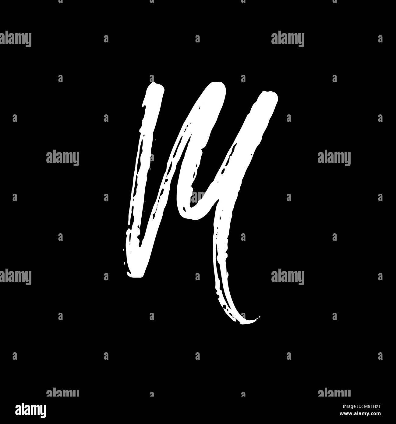 Schreiben M. handschriftlich von trockenen Bürste. Grobe Anschläge texturierte Fonts. Vector Illustration. Grunge Stil elegant Alphabets. Stock Vektor