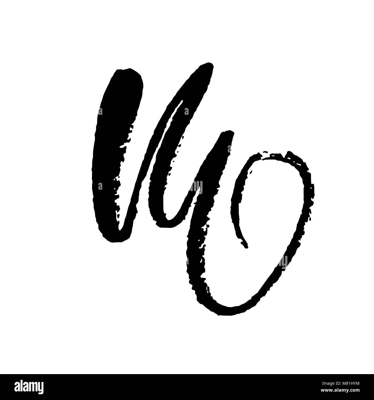 Schreiben M. handschriftlich von trockenen Bürste. Grobe Anschläge texturierte Fonts. Vector Illustration. Grunge Stil elegant Alphabets. Stock Vektor