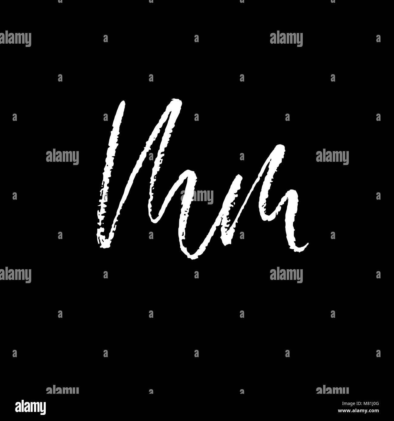 Schreiben M. handschriftlich von trockenen Bürste. Grobe Anschläge texturierte Fonts. Vector Illustration. Grunge Stil elegant Alphabets. Stock Vektor