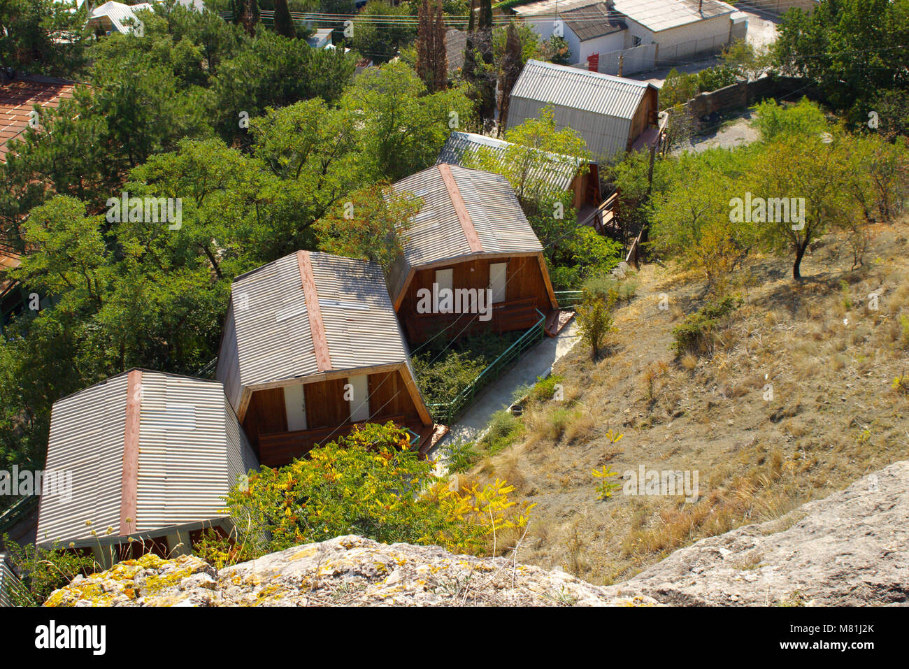 Cottages von Youth Hostel in Perugia, Krim Stockfoto