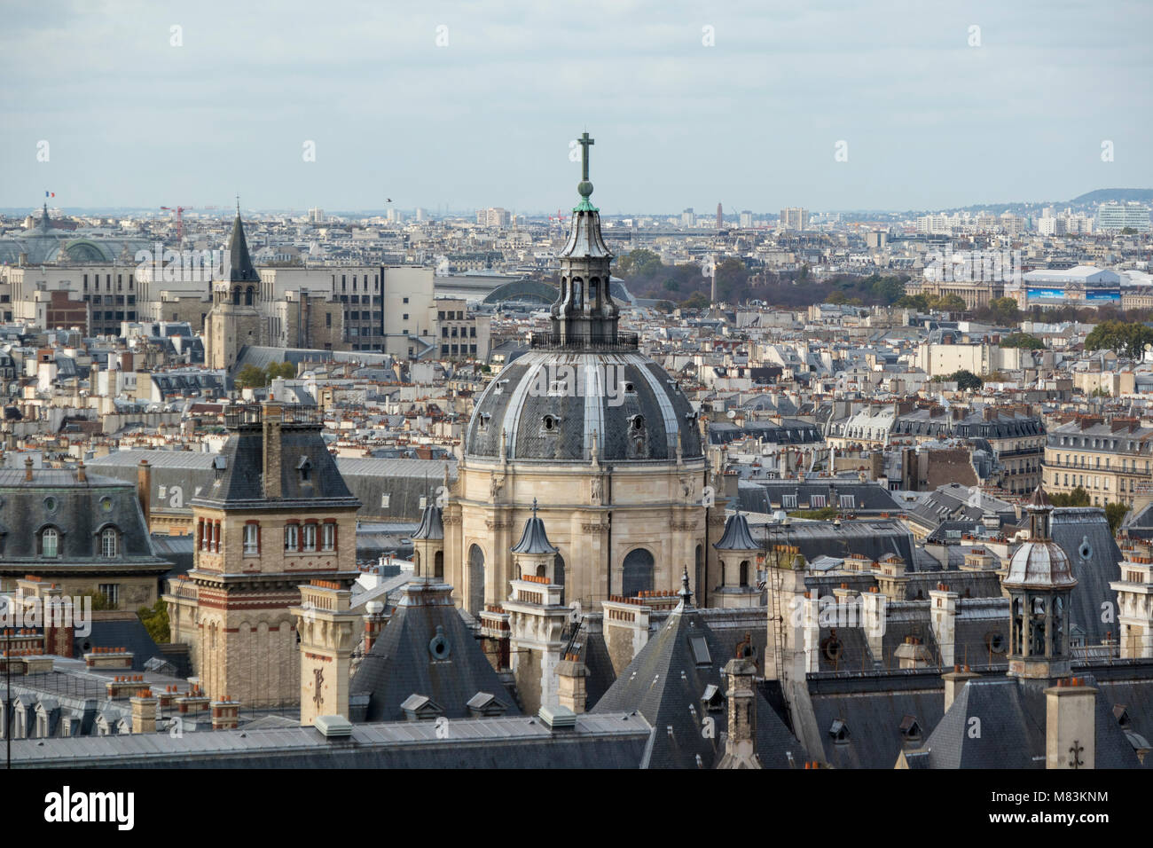 Blick auf die Kuppel der Université Paris-Sorbonne, Paris, Frankreich vom Dach des Pantheon Stockfoto