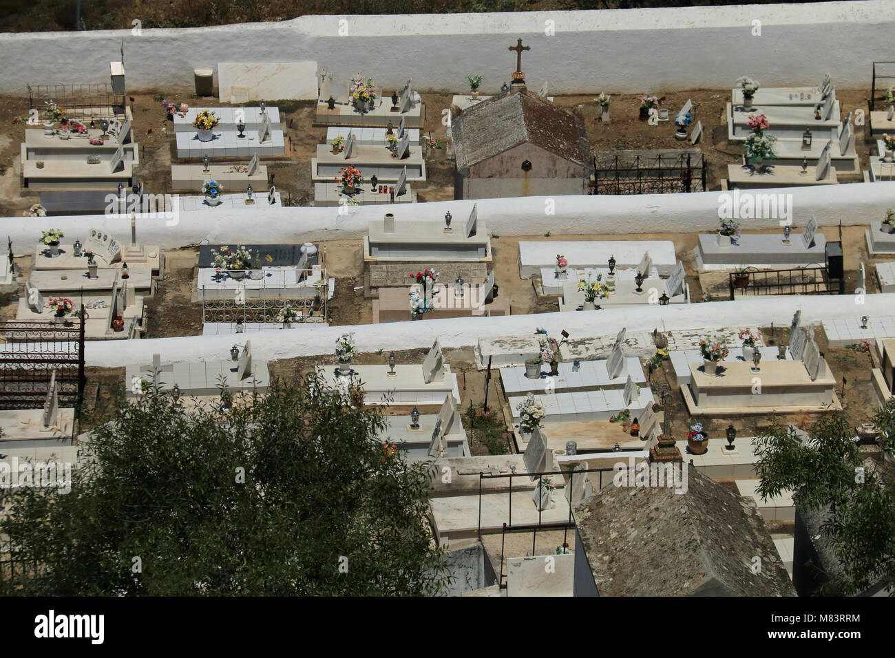 Detail des christlichen Friedhofs von Mértola, Portugal Stockfoto