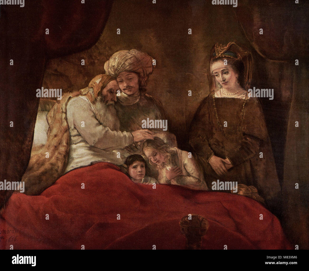 Rembrandt Harmenszoon van Rijn - Jakob Segen Ephraim und Manasse Stockfoto