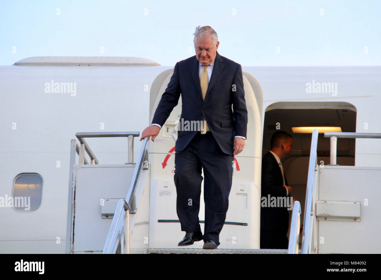 Sekretär Tillerson Deplanes in Bole International Airport in Addis Abeba Stockfoto