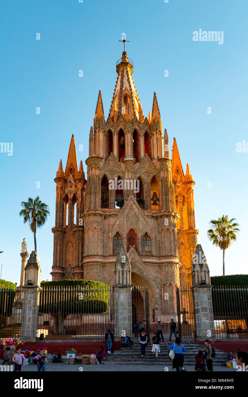 Die Kirche von La parroquia de san miguel arcangel, San Miguel de Allende, Guanajuato, Mexiko Stockfoto