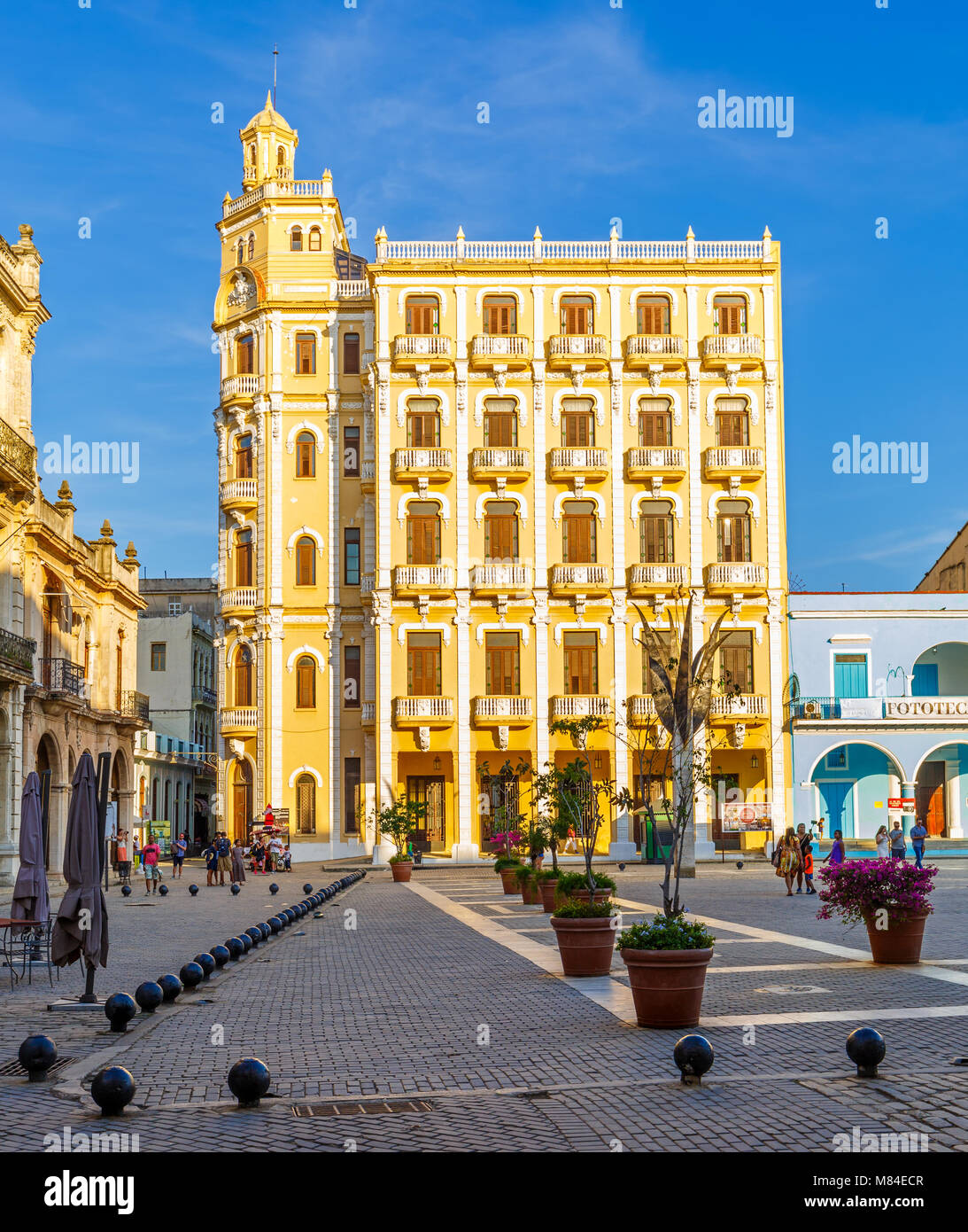 Gebäude an der Plaza Vieja in der Altstadt von Havanna Kuba Stockfoto