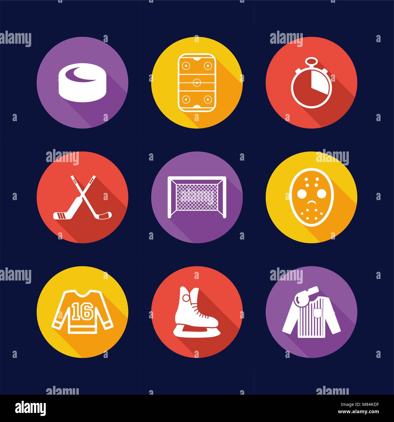 Hockey Symbole flache Design Kreis Stock Vektor