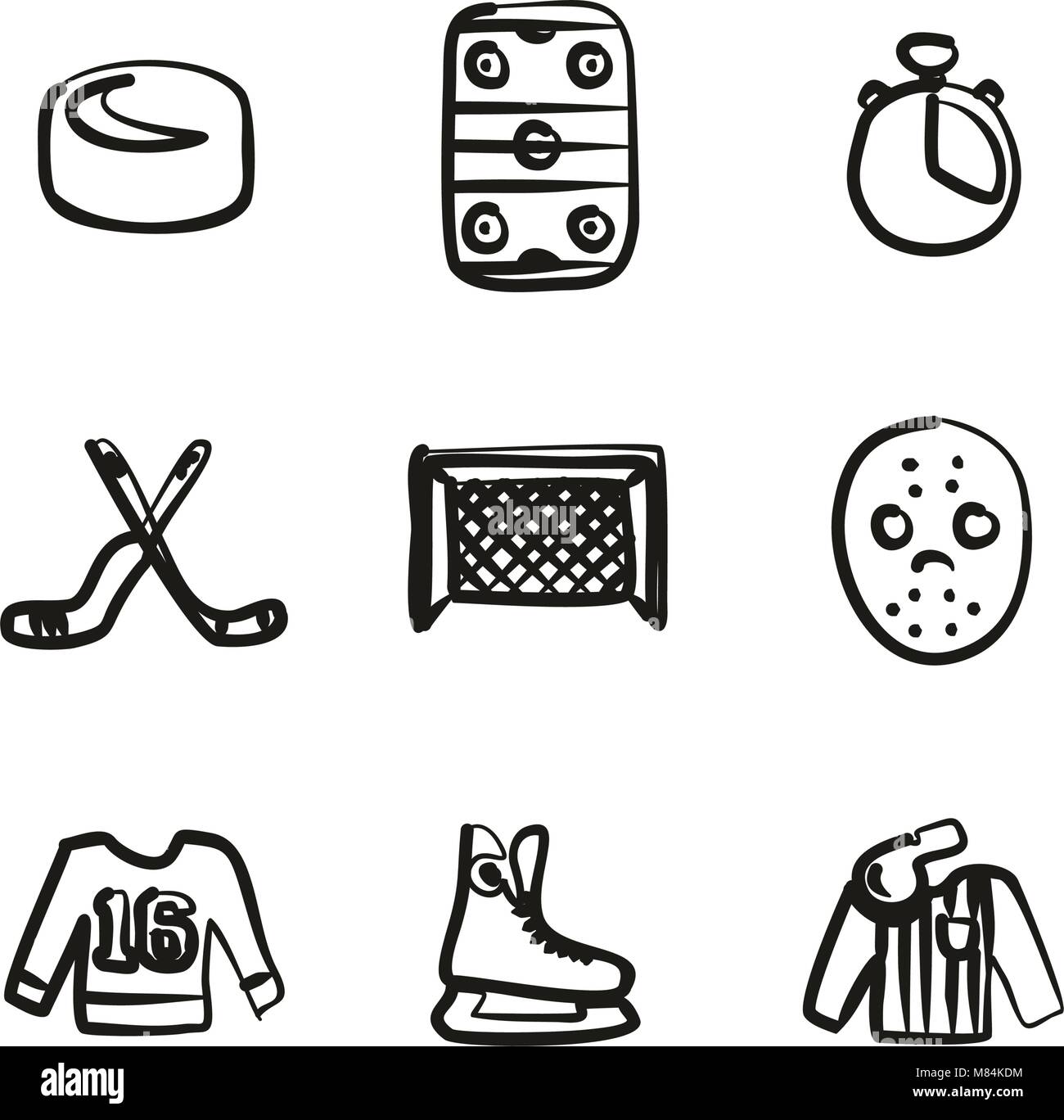 Hockey Symbole Freehand Stock Vektor