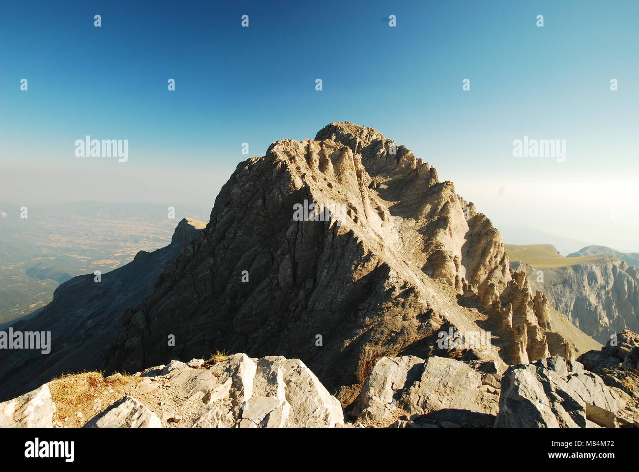 Der Olymp, in Zentralgriechenland und Mytikas, der höchste Gipfel Stockfoto