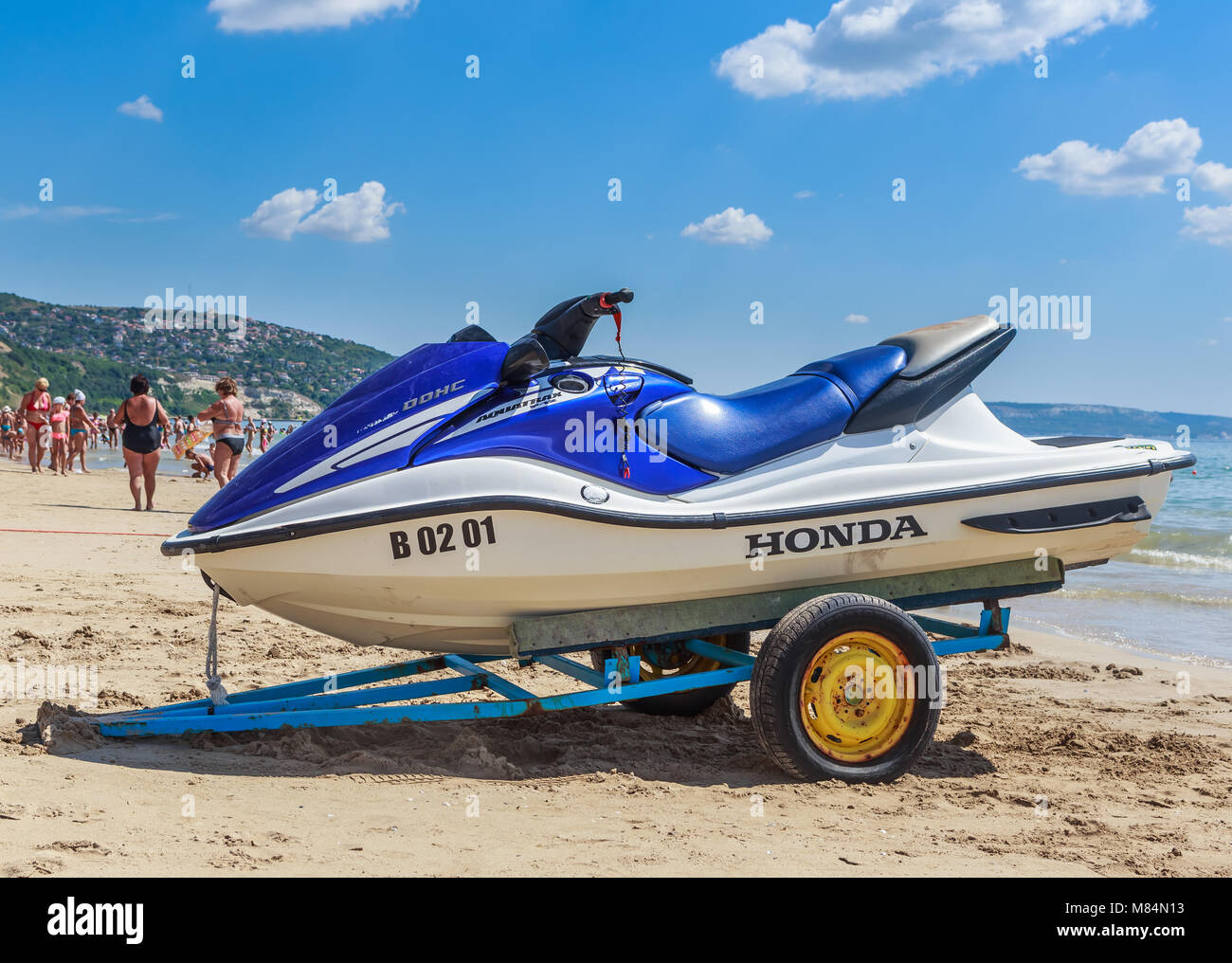 Wasser Scooter am Strand. Schwarze Meer. Kurort Albena, Bulgarien Stockfoto