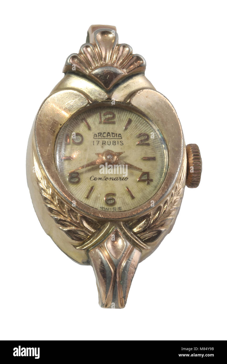Arcadia Uhren ist eine Schweizer Marke von Luxus Uhren im Jahre 1858  gegründet. 1968 wurde die Marke nicht mehr als der Anfang von Quarz einen  Umsatzrückgang verursacht Stockfotografie - Alamy