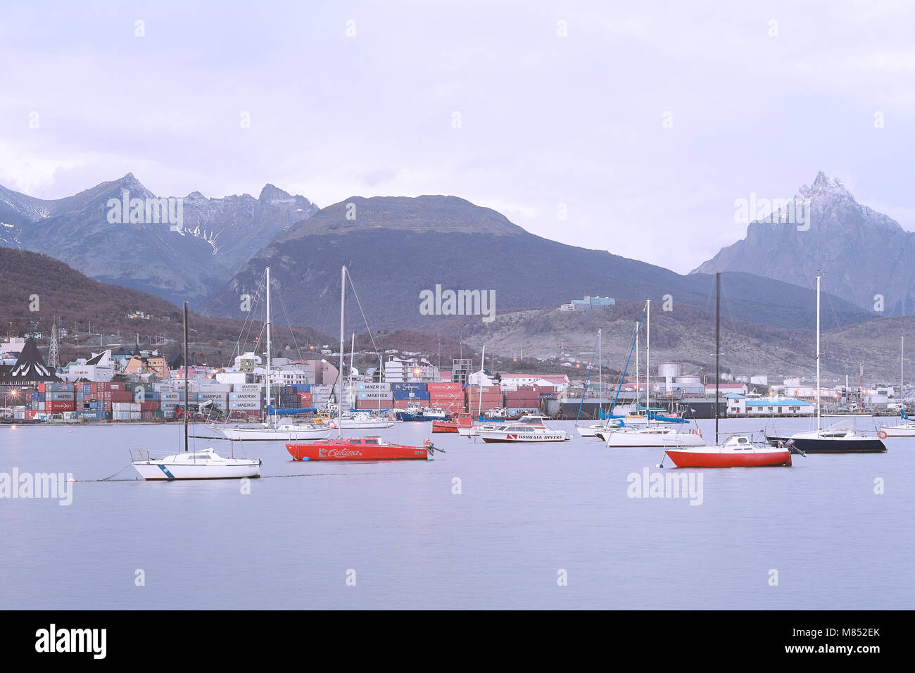 Ushuaia, Argentinien - 27. April 2017: Blick auf die Stadt Ushuaia, Tierra del Fuego Stockfoto