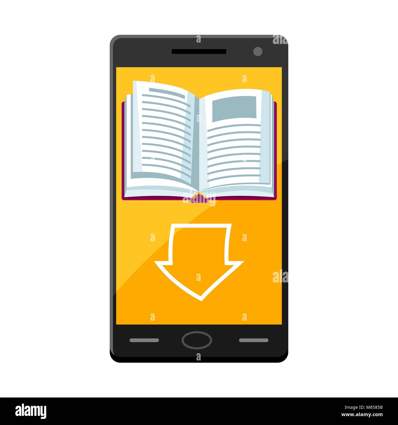 E-book Konzept. Smart Phone und Download Buch Stock Vektor