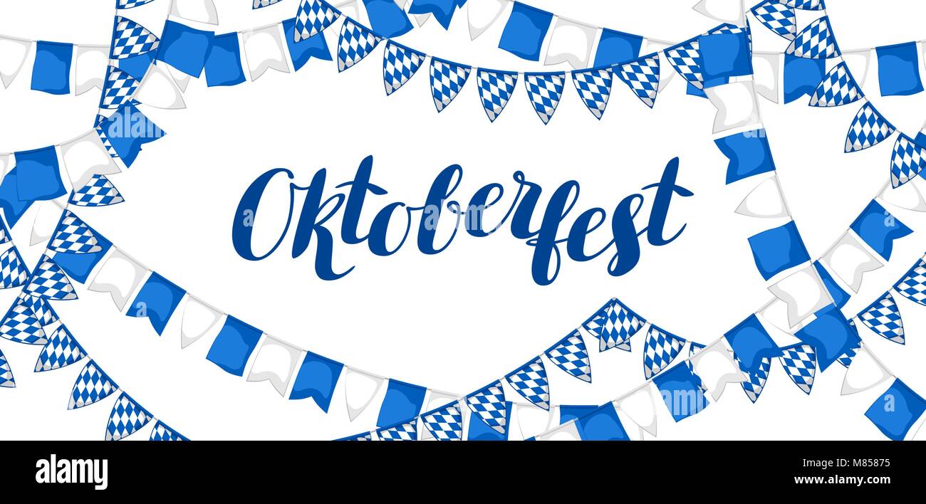 Girlande mit Fahnen. Oktoberfest. Banner oder Poster für das Fest Stock Vektor