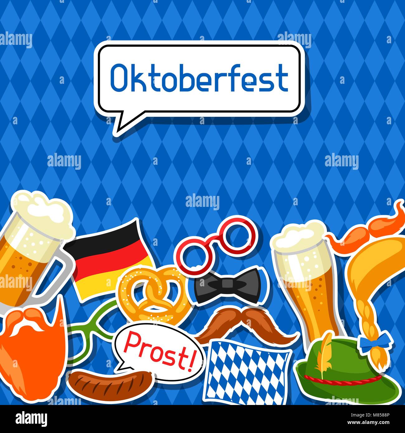 Oktoberfest Karte mit Photo Booth Aufkleber. Design für Festival und Party Stock Vektor