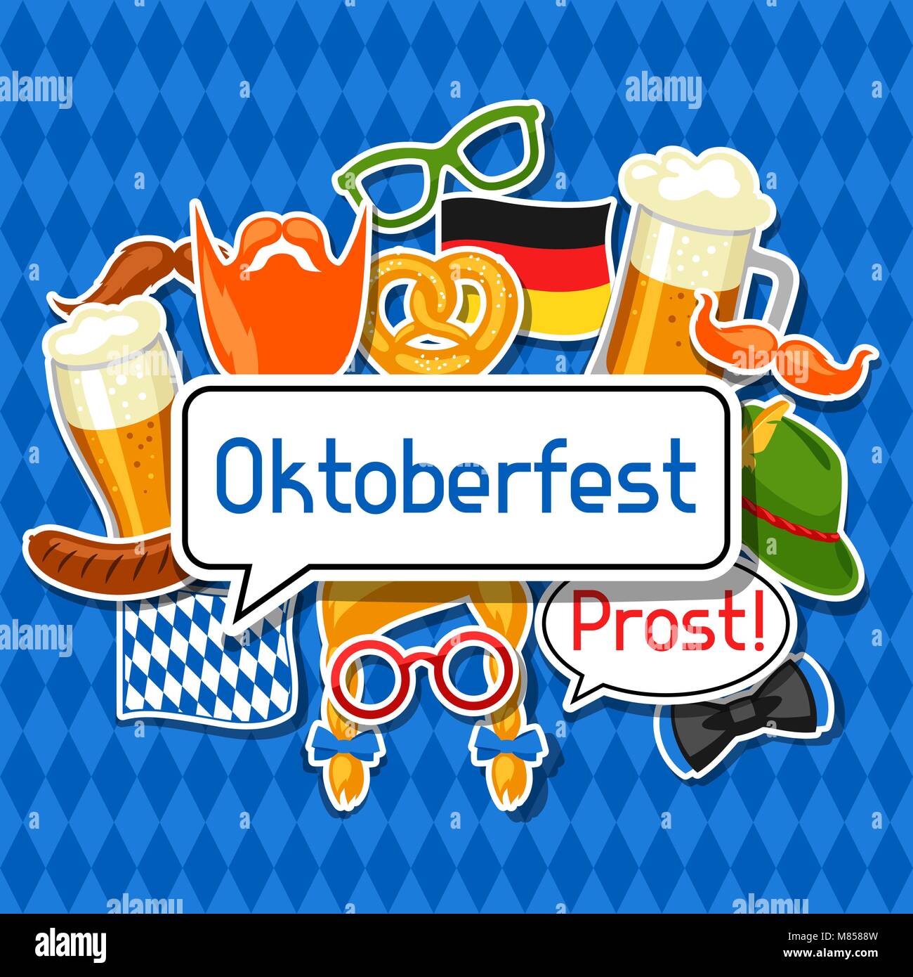 Oktoberfest Karte mit Photo Booth Aufkleber. Design für Festival und Party Stock Vektor