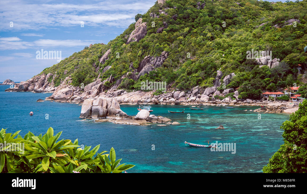 Tanote Bay mit Beautiffull Korallenriff, Koh Tao, Thailand Stockfoto