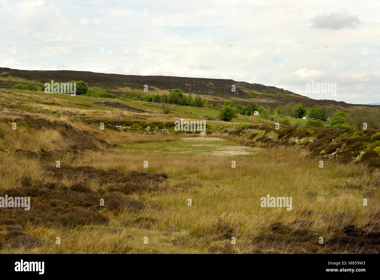 Wasserhaushalt Teich über Pwll-du Steinbruch Stockfoto
