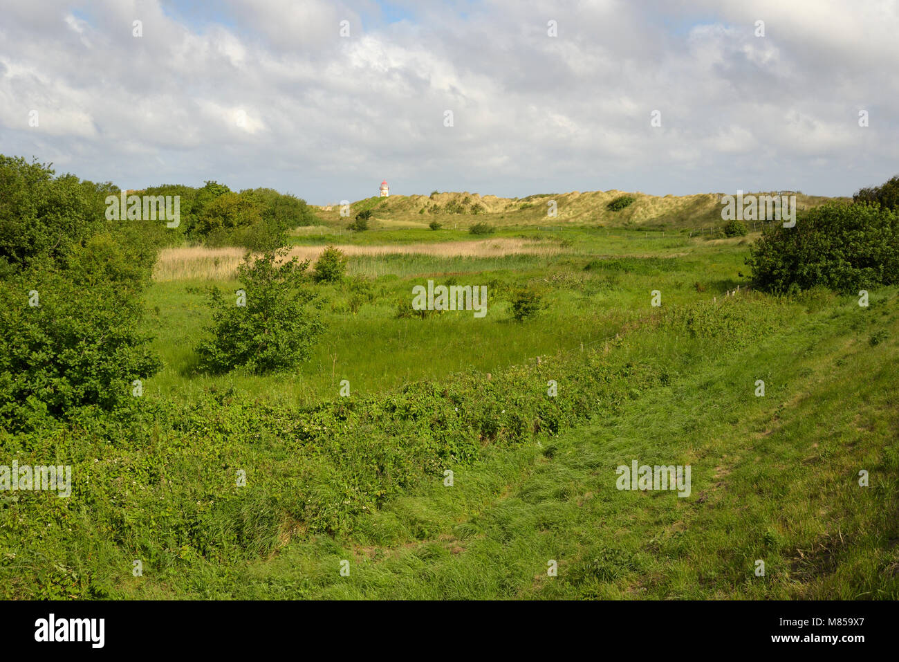 Punkt von Ayr, der nördlichste Punkt des europäischen Festlandes Wales mit Point of Ayr Leuchtturm in der Ferne Stockfoto